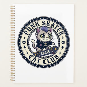 Punk Skater Katze Lustiges Katzenliebhaber-Design Planer