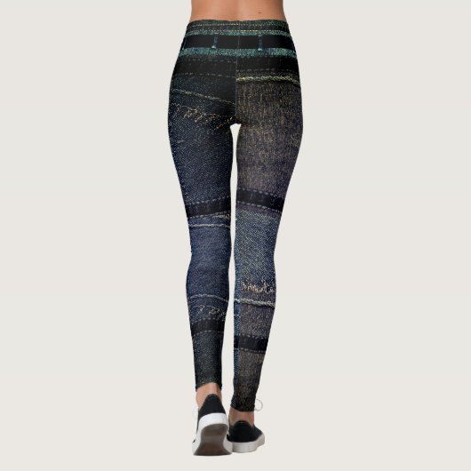 Punk/Skater-Patchwork Denim-Design Leggings (Rückseite)