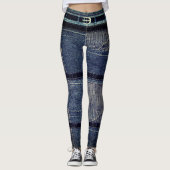 Punk/Skater-Patchwork Denim-Design Leggings (Vorderseite)