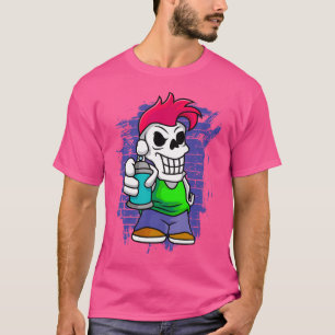 Punk Skeleton mit Spray kann Künstlerstraße Fraffi T-Shirt