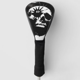 Punk Skull Black und White Golf Headcover