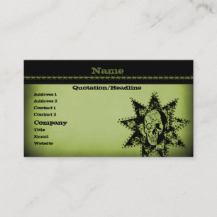 Punk Skull Business Card, Olive Green Visitenkarte