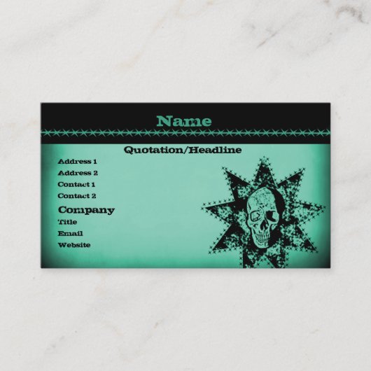 Punk Skull Business Card, Sea Green Visitenkarte (Vorderseite)
