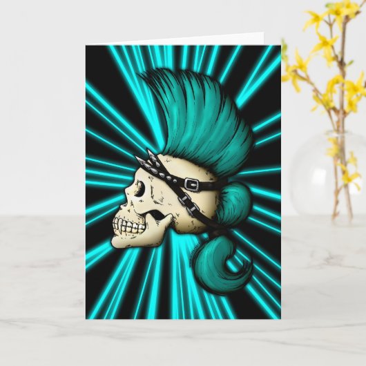 Punk Skull Karte (Gelbe Blume)