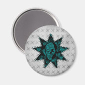 Punk Skull Magnet (Aquamarin) (Vorderseite/Rückseite)