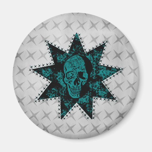 Punk Skull Magnet (Aquamarin) (Vorne)
