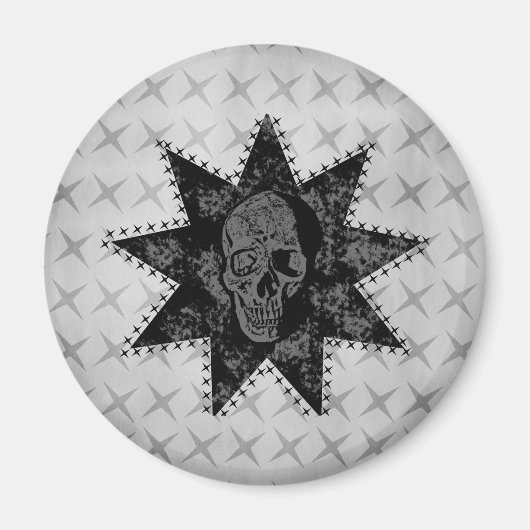 Punk Skull Magnet (grau) (Vorne)