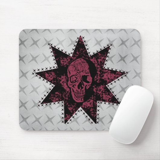 Punk Skull Mousepad (Dark Pink) (Mit Mouse)