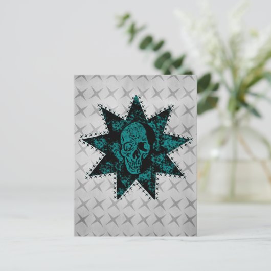 Punk Skull Postcard (Aquamarin) Postkarte (Stehend Vorderseite)