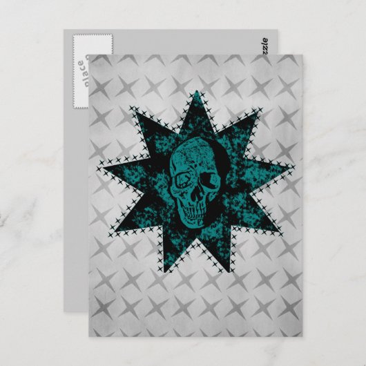 Punk Skull Postcard (Aquamarin) Postkarte (Vorne/Hinten)