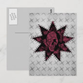 Punk Skull Postcard (Dunkelrosa) Postkarte (Vorne/Hinten)