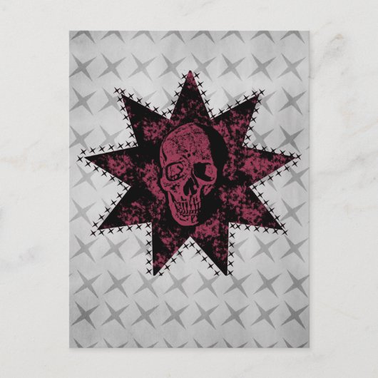Punk Skull Postcard (Dunkelrosa) Postkarte (Vorderseite)