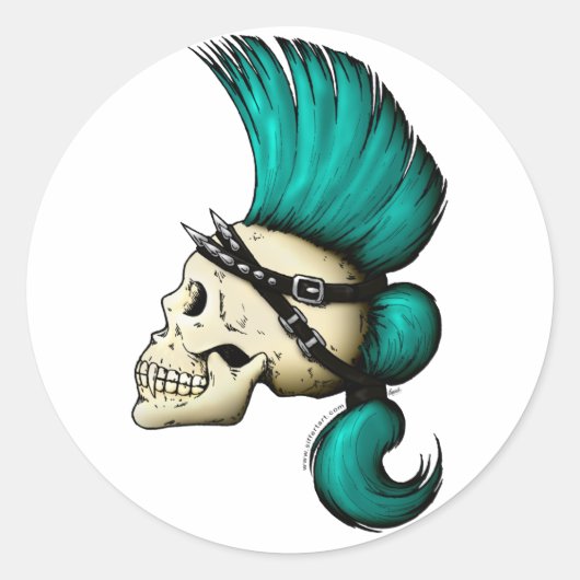 Punk Skull Runder Aufkleber (Vorderseite)