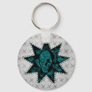 Punk Skull-Schlüsselanhänger (Aquamarin) Schlüsselanhänger