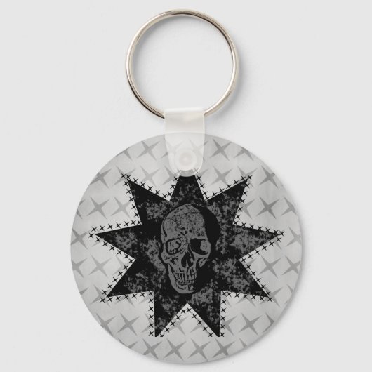 Punk Skull Schlüsselanhänger (grau) (Vorderseite)