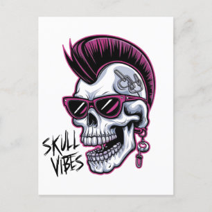 Punk Skull Vibes. Cooler Schädel mit Sonnenbrille  Postkarte