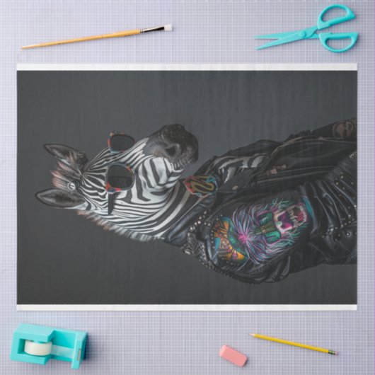 Punk Style Zebra Leather Jacket Decoupage Seidenpapier (Basteln)