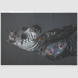 Punk Style Zebra Leather Jacket Decoupage Seidenpapier