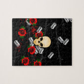 Punk Themed Skull und Rose Black Puzzle (Horizontal)