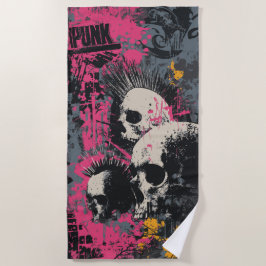 Punk-Totenkopf-Graffiti-Kunst – Urbane Rebellen-Ge Strandtuch