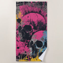 Punk-Totenkopf-Graffiti-Urban-Street-Art-Illustrat Strandtuch