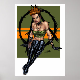 Punk und Alternative Pinup Girl in Green von Al Ri Poster