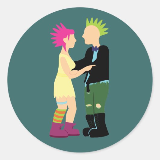 Punk Wedding Runder Aufkleber (Vorderseite)