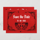Punk Wedding Save the Date Red Ankündigungspostkarte (Vorne/Hinten)