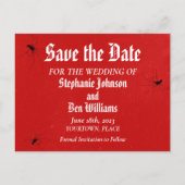 Punk Wedding Save the Date Red Ankündigungspostkarte (Rückseite)
