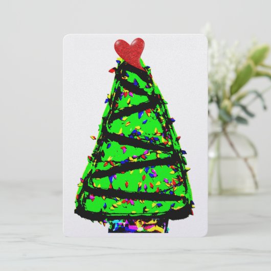 Punk Weihbaum Feiertagskarte (Stehend Vorderseite)