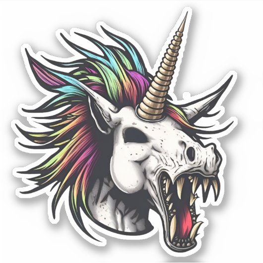 Punk Zombie Unicorn Aufkleber (Vorderseite)