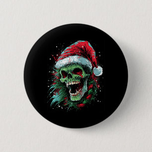 Punked-up Holiday Skull Erhöhen Sie Ihr Weihnachts Button