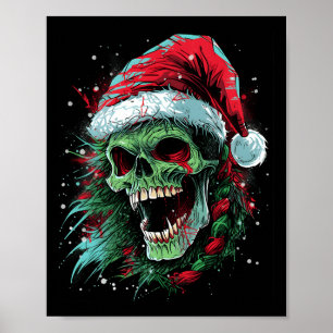 Punked-up Holiday Skull Erhöhen Sie Ihr Weihnachts Poster