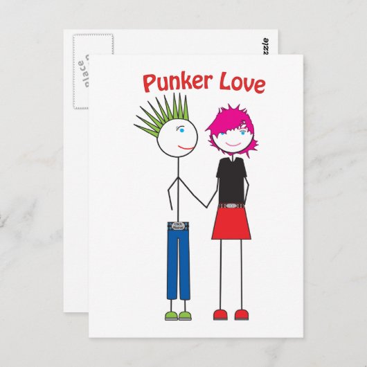 Punker-Liebe Postkarte (Vorne/Hinten)