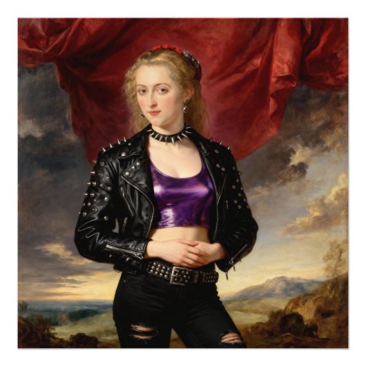Punkprinzessin im Ledermantel Fotodruck (Vorne)