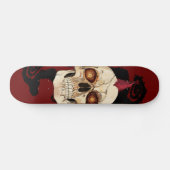 Punkrock-gotischer Schädel mit rotem Mohikaner Skateboard (Horizontal)