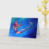 "Punkrock-Meerjungfrau-" Kunst-Druck-Gruß-Karte Karte (Gelbe Blume)