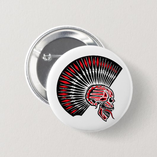 Punkrocker-Schädel-Tätowierung Button (Vorne & Hinten)