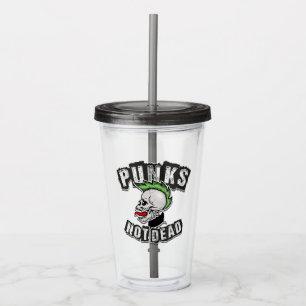Punks leben Skull Mohawk Punk Rock Rocker Acryltrinkbecher