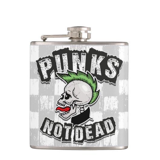 Punks leben Skull Mohawk Punk Rock Rocker Flachmann (Vorderseite)