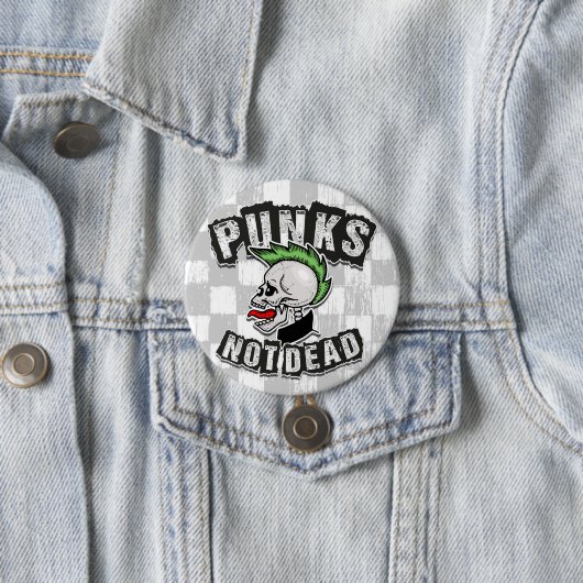 Punks nicht tot Schädelmohawk Punk Rock Rocker Button (Beispiel)