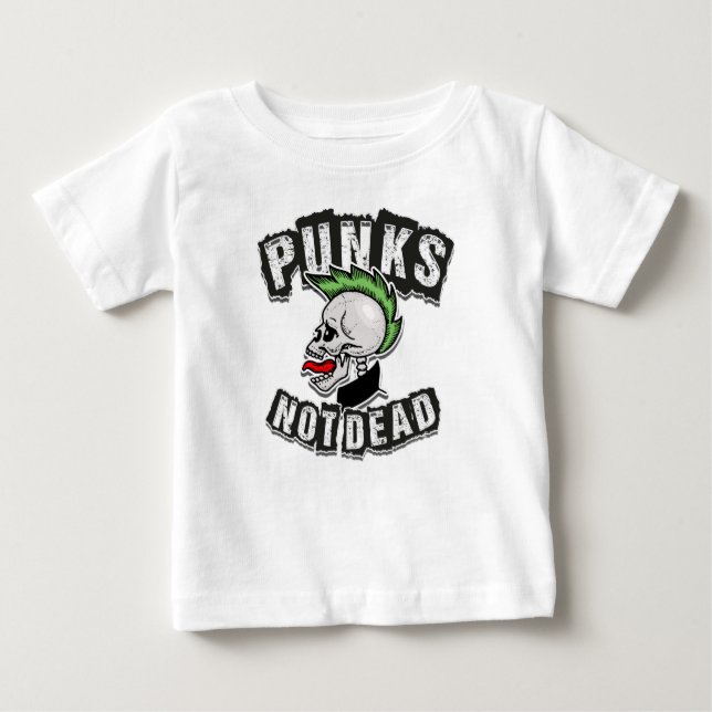 Punks Not Dead Skull Mohawk Punk Rock Rocker Baby T-shirt (Vorderseite)