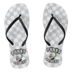 Punks Not Dead Skull Mohawk Punk Rock Rocker Badesandalen