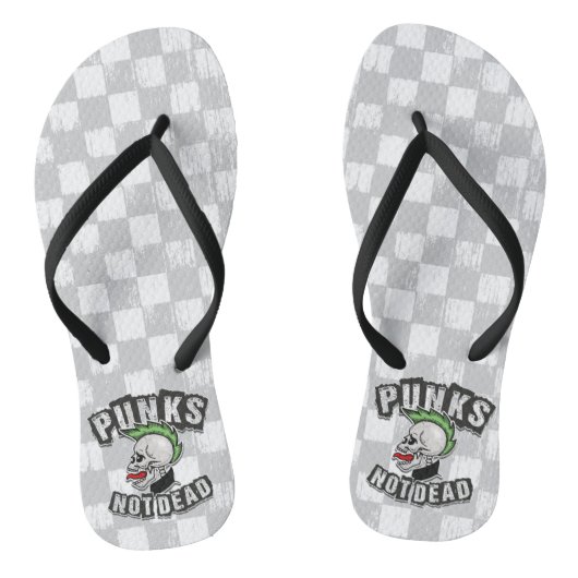 Punks Not Dead Skull Mohawk Punk Rock Rocker Badesandalen (Fußbett)