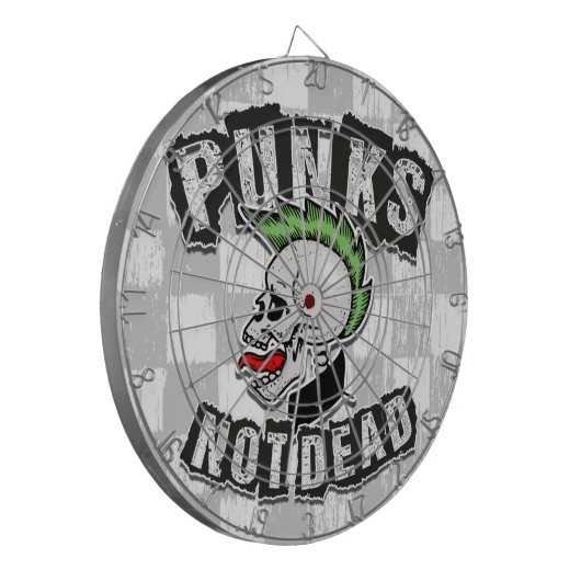 Punks Not Dead Skull Mohawk Punk Rock Rocker Dartscheibe (Vorderseite Links)