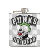 Punks Not Dead Skull Mohawk Punk Rock Rocker Flachmann (Vorderseite)
