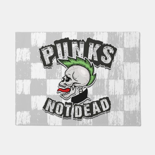 Punks Not Dead Skull Mohawk Punk Rock Rocker Fußmatte (Vorderseite)