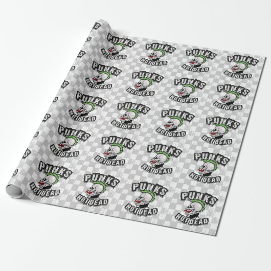 Punks Not Dead Skull Mohawk Punk Rock Rocker Geschenkpapier (Ungerollt)