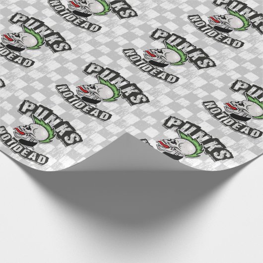 Punks Not Dead Skull Mohawk Punk Rock Rocker Geschenkpapier (Ecke)