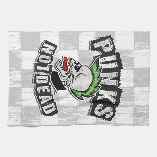 Punks Not Dead Skull Mohawk Punk Rock Rocker Geschirrtuch (Horizontal)